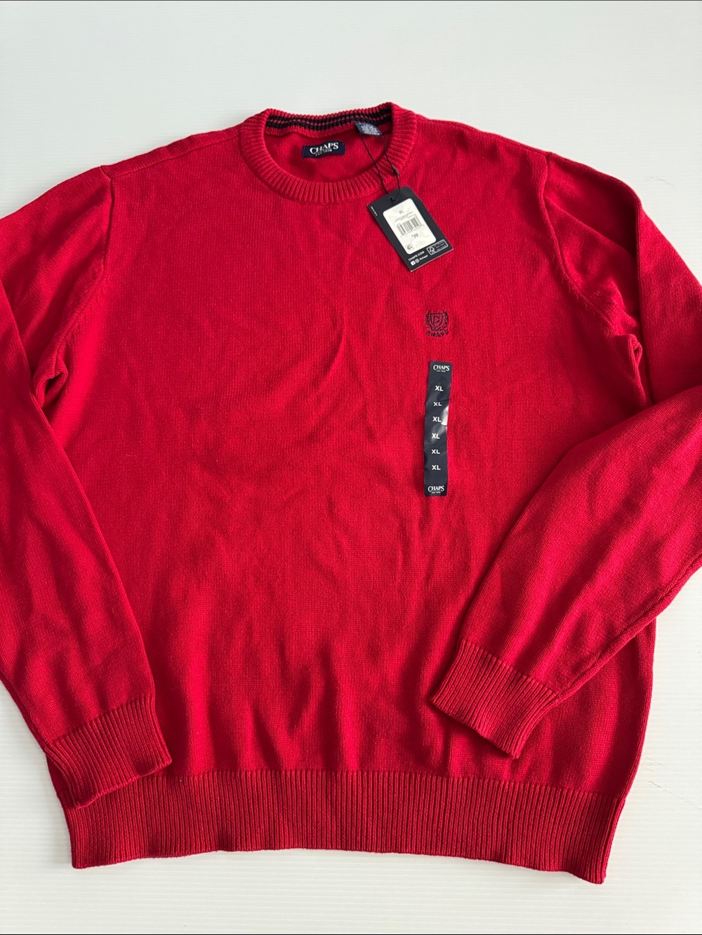 Chaps Men’s Crewneck Sweater in Bright Red